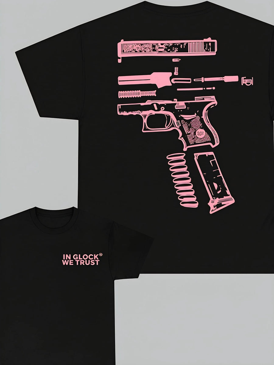 "We Trust " Double-Sided Printed T-Shirt, Light Pink, Unisex, Men's Gift, Casual Men's Cotton T-Shirt.